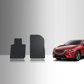 TOUGHPRO Floor Mats Accessories (Front Row Set) for Mazda CX-3 All Weather Heavy Duty (Made in USA) Black Rubber 2016 2017 2018 2019 2020 2021