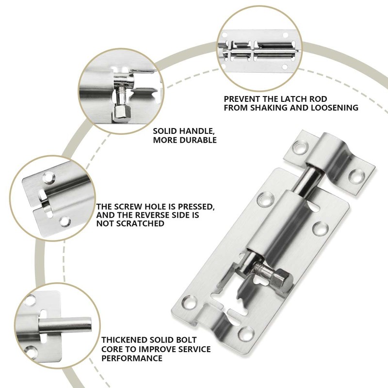 SANATO Slide Barrel Bolt Latch 3 Inches Sliding Latch Lock,