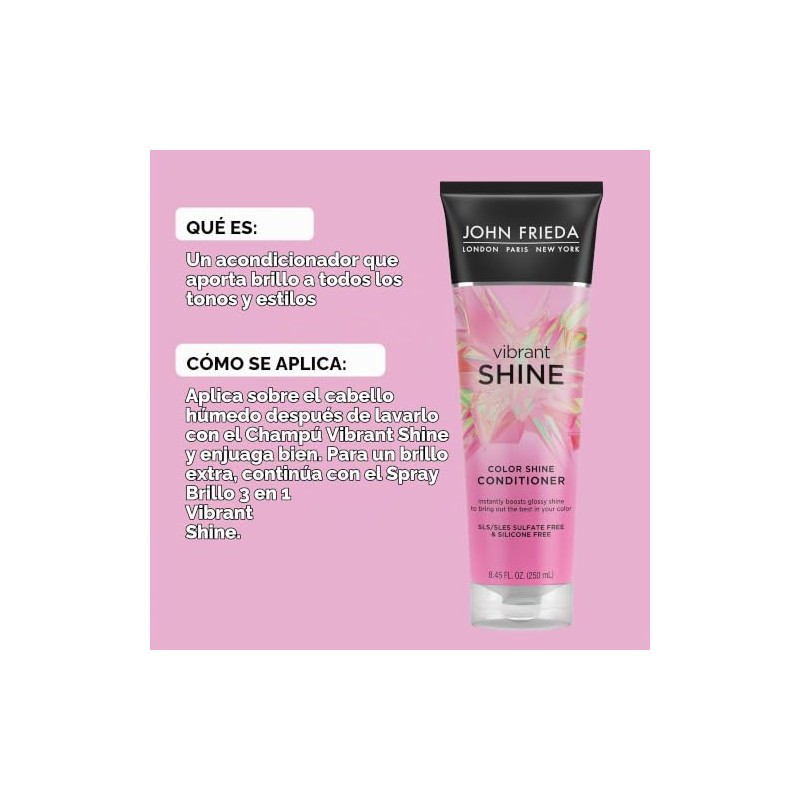John Frieda Vibrant Shine Acondicionador hidratante |Añade brillo al cabello