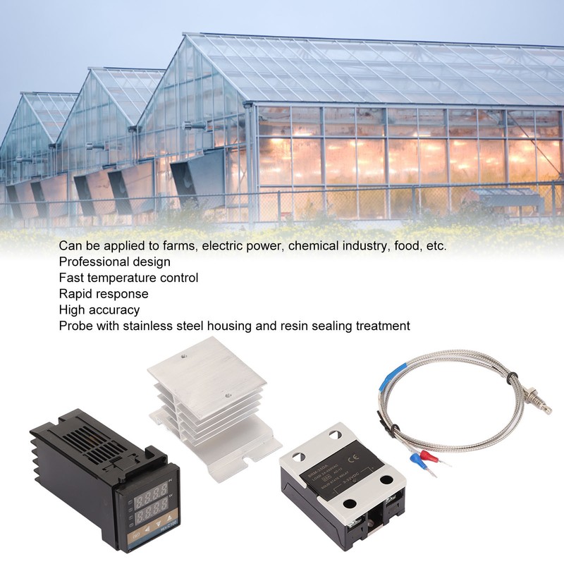 PID Temperature Controller Set K Type Thermocouple Heat Sink Relay