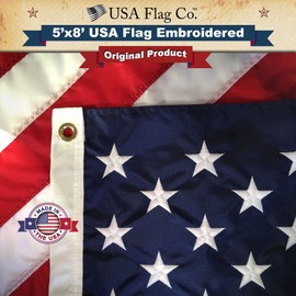 American Flags by USA Flag Co. (Made in USA) The Best 5x8 Embroidered Stars and Sewn Stripes United States Flag, for Prime Members - 5 x 8 ft.