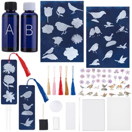 WEBEEDY 40 Sets Complete Cyanotype Kit Include 30 Sheets A5 Paper,10 Bookmark,2 Component Sensitizer,Brush Tools and Instruction for Sun Printing on Paper & Fabric Arts Crafts DIY Project