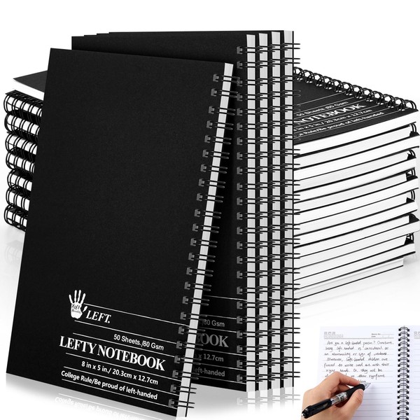 Lewtemi 15 Pack Small Left Handed Notebook Bulk 8" x