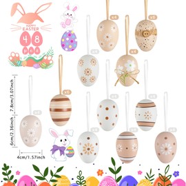 Pack of 48 Easter Eggs for Hanging, Plastic Easter Eggs, Easter Decoration for Outdoor Use, Plastic Eggs, Easter Eggs Decoration (6 x 4 cm) (Soft)
