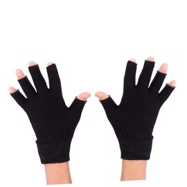 Healvian 1pair Gel Moisturizing Gloves for Hands Skin Care Hydrating Fingerless Spa Gloves Black Half Finger Design for Softening Repair and Treatment
