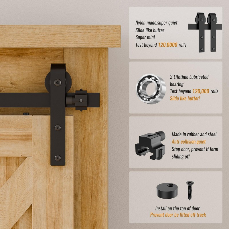 BONIKLUBA 4FT Super Mini Cabinet Small Sliding Double Barn Door