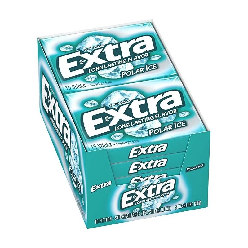 EXTRA Gum Sugarfree Chewing Gum, 15 Pieces (Pack of 10)