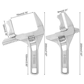 Radsocken 1 Pack Adjustable Spanner Wrench, 6-68 mm Opening Wide Jaw Spanners, Alloy Wrench Spanners Ultra-Thin Shifting Spanner Tap Plumbing Basin Wrench Hand Tools for Bathroom Washbasin