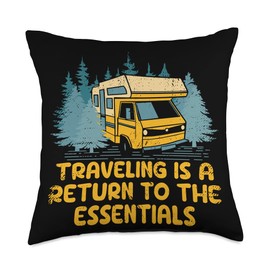 Traveling Is Return to the Essentials Trip Road Trip Travel Throw Pillow