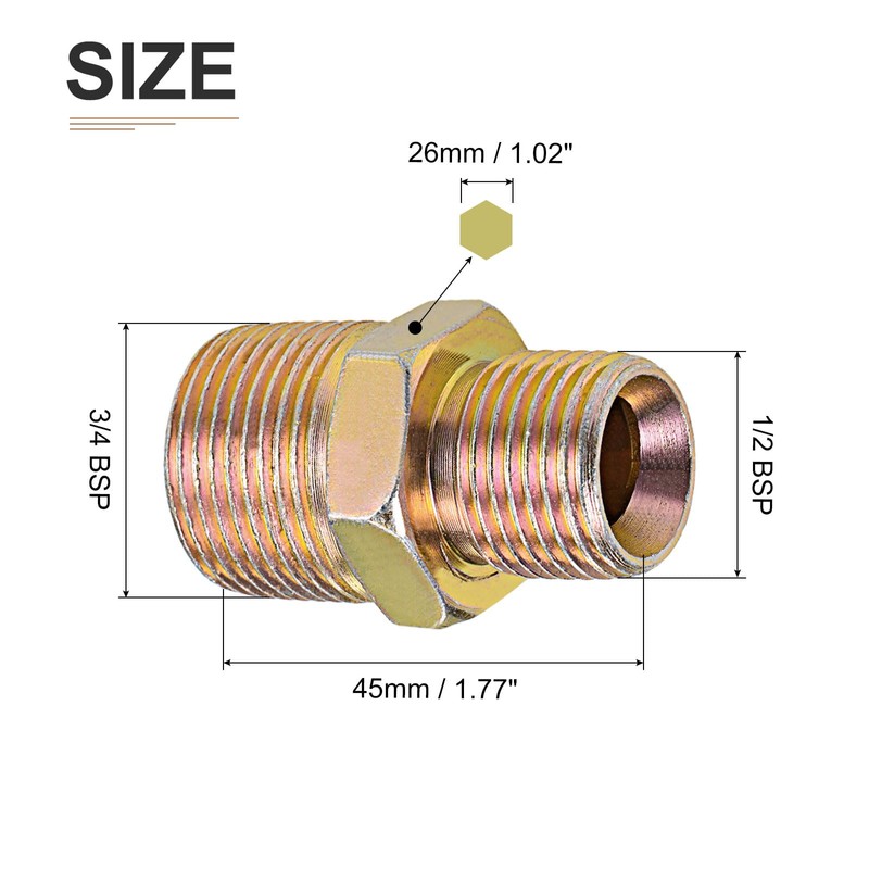 DTGN 3/4 x 1/2 BSP Reduced Pipe Fittings 1 Pack