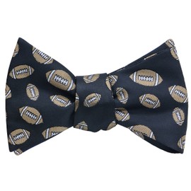OCIA Mens Designer Self Bow Tie Pattern Woven Bowtie Football - Black