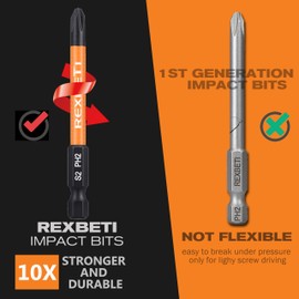 REXBETI 12 Piece Slotted Phillips Screwdriver Bit Set, 1/4 Inch Hex Shank S2 Steel Magnetic 3 Inch Long Drill Bits