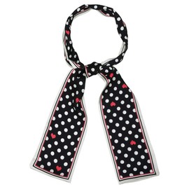 sourcing map Skinny Scarves 50s Polka Dot Neck Wraps for Women Cute Ribbon Hairband Neckerchief Black Heart 1 Pcs