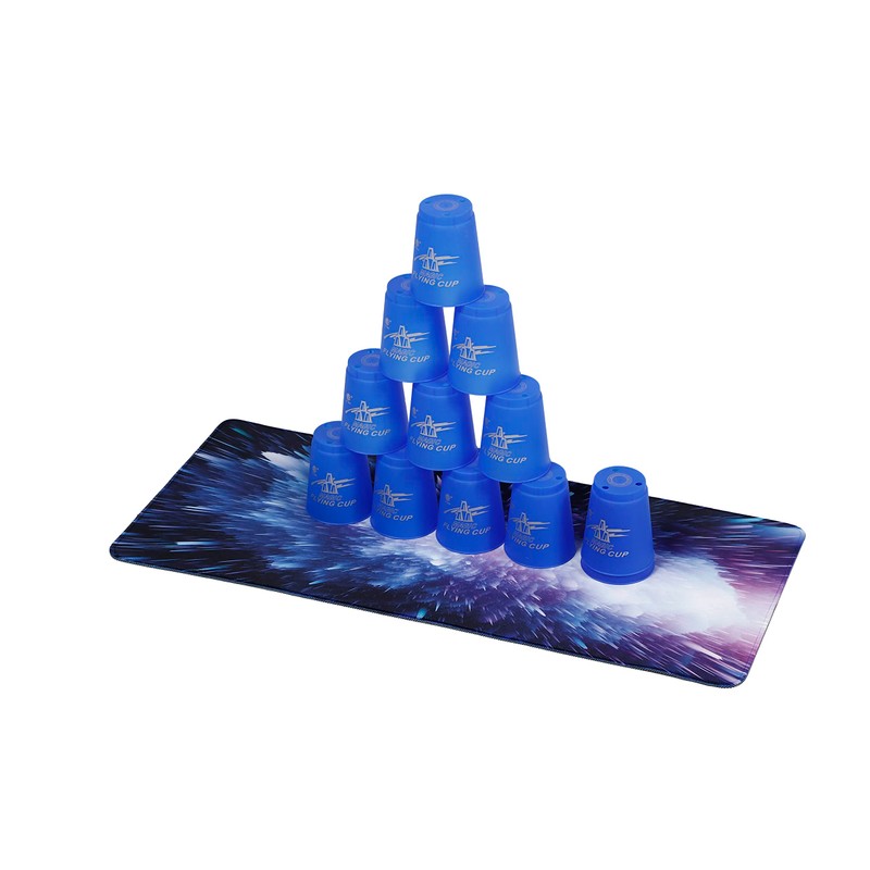 Felizly Sports Stacking Cups, 12 Count [Mat with Timer] (Red)