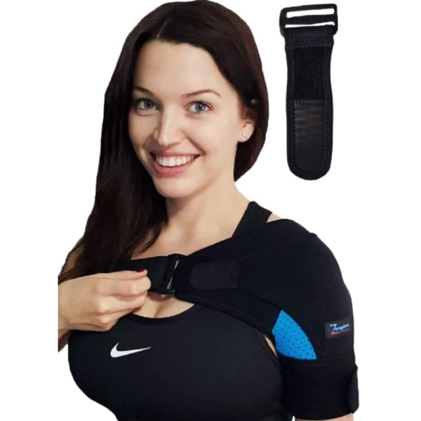 Zeegler Orthosis Shoulder Brace for Men and Women Therapeutic Compression for Shoulder Instability, Pain and for injuries as Torn Rotator Cuff, Dislocated AC Joint + Free Extension (Left-Right)