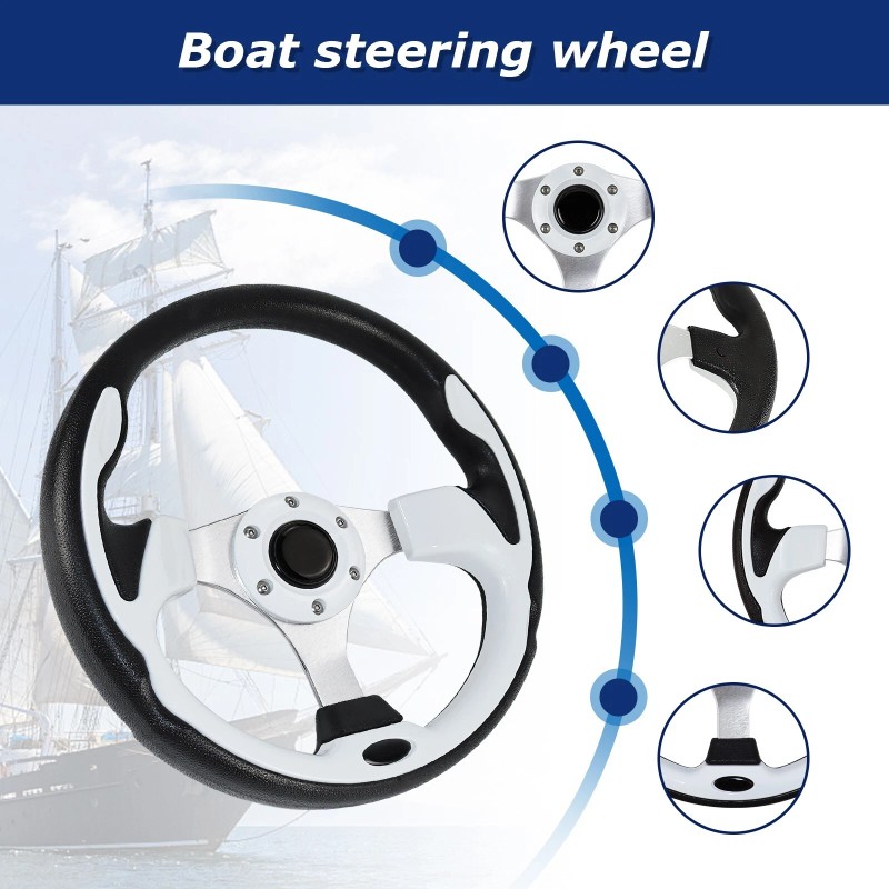 KTERCT Black & White Marine Boat Steering Wheel Keyway 3
