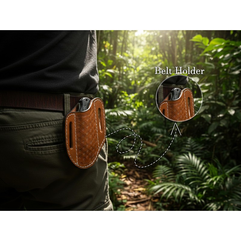 STIFF HIDES Handmade Leather Knife Sheath for Belt– Compact EDC
