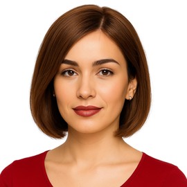 Women's Short Bob Cut Wigs – Ladies Synthetic Fibre Wig with Full Fringe – Shoulder-Length Straight Costume Wig for Fancy Dress, Cosplay, Party & Daily Wear (Brown)