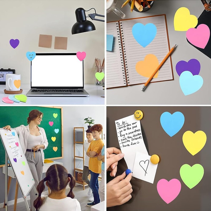 240 Sheets Heart-Shaped Sticky Notes ，Post it Notes，Heart Post it