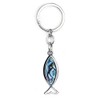 Key Ring Ichthys Fish 5 cm Silver Paua Shell Abalone