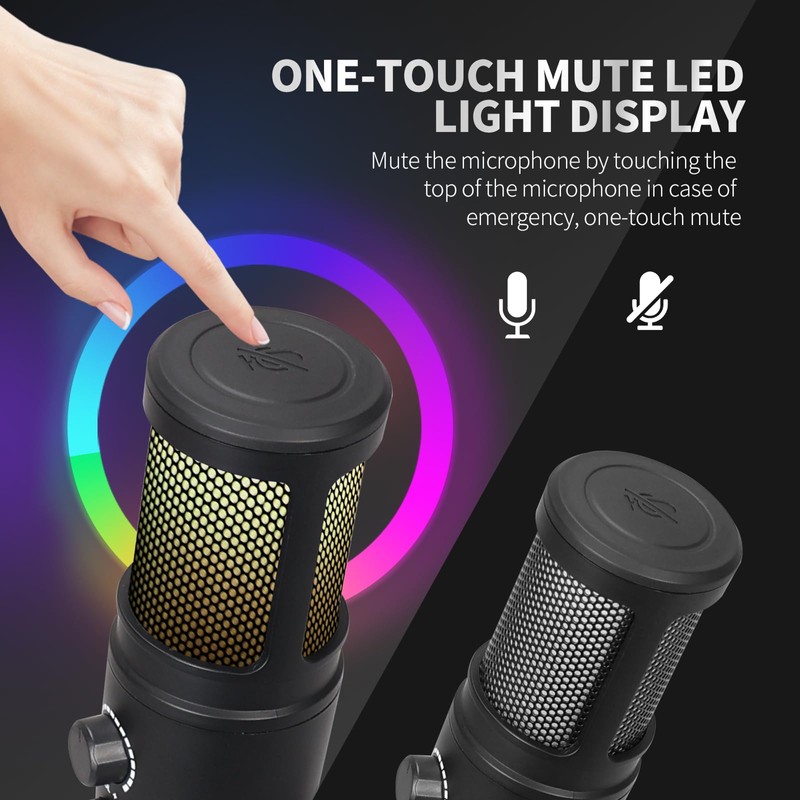 MICYUSHENG RGB Microphone, USB Live Streaming Capacitor Microphone, Computer Competitive
