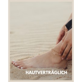 GD Good.designs Est. 2015 Anklet with Infinity Sign for Women, Waterproof Infinity Anklet (22–27 cm) in 18K Gold, Silver and Rose Gold, Women's Foot Jewellery with Spheres, Stainless Steel