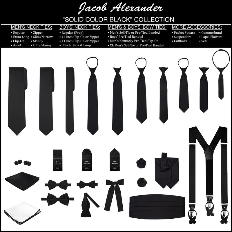 Jacob Alexander Men's Self Tie Freestyle Solid Color Bowtie -