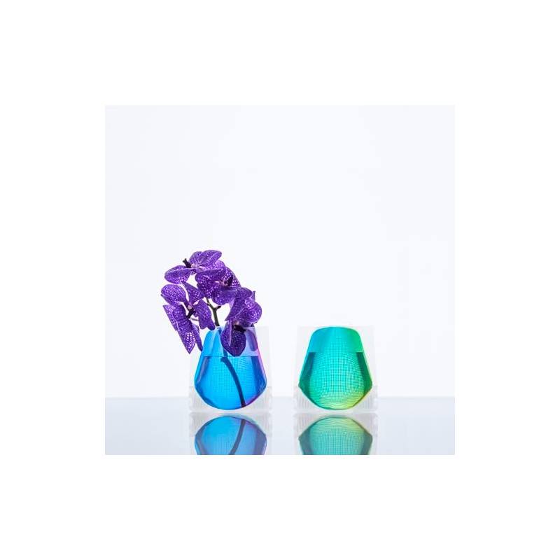 D-BROS公式 FLOWER VASE フラワーベース／ショートサイズ (ブルー＆グリーン, ショートサイズ)