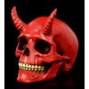 Figuren Shop GmbH Gothic-Teufels-Totenkopf mit Hörner - Roter Dämon |