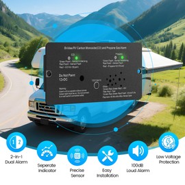 RV Carbon Monoxide & Propane Gas Alarm, Briidea Dual LP/CO Alarm with Separate LED Indicator Light, 100dB Loud Alert, Flush Mount, Compatible Replacement for Safe-T-Alert 30-442 Series, HRPCA-03B