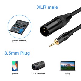 3.5mm to XLR Cable, XLR to 3.5mm Unbalanced 1/8 inch Mini Jack Stereo to XLR Male Cord Adapter - 3.3ft