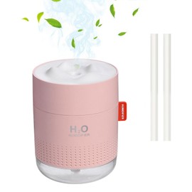 Portable Small Humidifier,500ml Air Humidifier for Plant,Night Light Function,Super Quite,Auto Shut-Off,USB Personal Cool Mist Humidifier for Bedroom,Baby Room,Office,Travel,Car,Home(Pink)