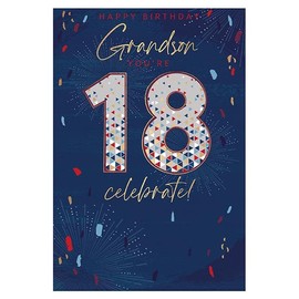 Words N Wishes Grandson 18th Birthday Card - Happy Birthday Grandson You're 18 Celebrate!