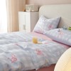 Bildenly Twin Size Duvet Cover Blue Plaid Pink Bowknot Comforter