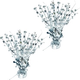 ALISSAR 2-Pack Glitter Silver Star Centerpieces-Table Decorations for Home Decor Birthday Wedding Anniversary Decor (Silver)