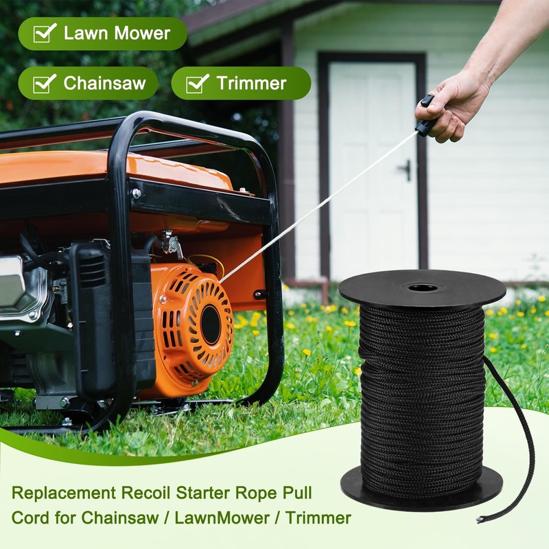 M METERXITY Recoil Starter Rope Pull Cord 2.5mm 30m, Black