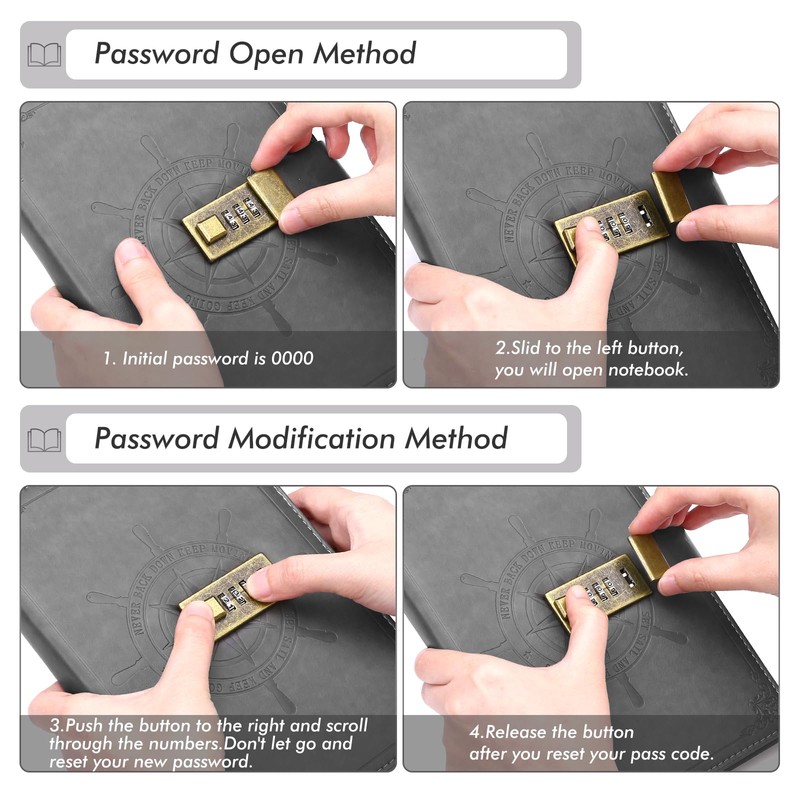 Kesote A5 Diary with Lock Leather Cover Lock Notebook Lined