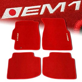 Red Floor Mats with EM1 Logo for Honda Civic EK 1996 1997 1998 1999 2000