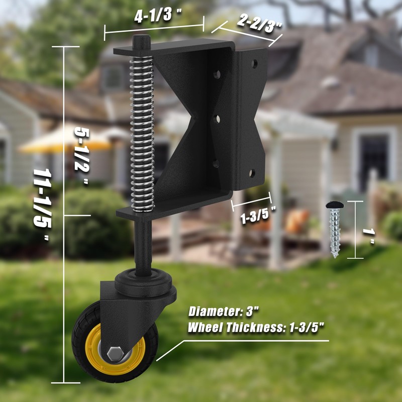 Lygoeege 3Inch Gate Wheel, 160lbs Capacity, Spring-Loaded Absorbing Solid Rubber