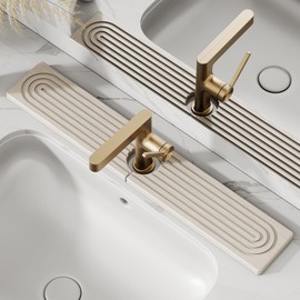 23.6'' Long Stone Faucet Mat for Kitchen Sink-Diatomite Quick Dry Kitchen Sink Splash Guard,Drying Stone Sink Tray,Sink Stone Quick Dry Faucet Around for Bathroom Counter (White, 23.6" x 3.9")