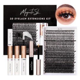 Lash Clusters 320pcs Lash Extension Kit 30D 40D 80D 100D Individual Lashes Kit 12-20mm Eyelash Extension Kit with Lash Bond&Seal,Lash Remover and Lash Tweezers for Easy Use(30/40/80/100D-0.07D Kit))