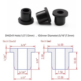 20 pcs 1/2" Drill Hole，5/16" ID black Silicone Top hat rubber grommets for Wiring，Automotive，Firewall，Hole Plug，Desk，Screw，Water and Gas pipe，Drain，House Siding，Cable Bushing，Glass，Wire plug