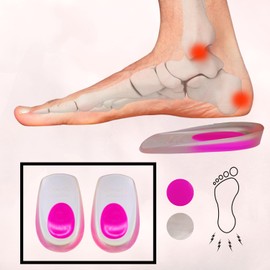 Govari, Talonera de Gel para Espolón, Punto Rosa, Talla Chica, (2 Pares)