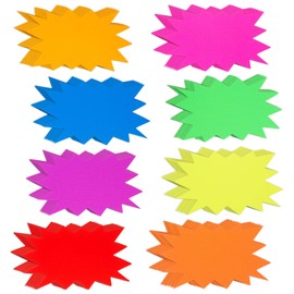 Pack of 96 Neon Paper Starburst Sales Signs Starburst Classroom Name Tags Star Burst Poster Board Star Shape Paper Party Food Label Fluorescent Assorted Colours