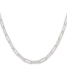 GlittersandGold Sterling Silver Polished 4.5mm Paperclip Chain Necklace
