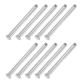 PATIKIL 8 x 100 mm Single Hole Clevis Pins, 10 Pcs 304 Stainless Steel Flat Head Pin for Hitch Pin Lock Link Hinge Systems, Silver