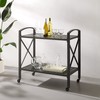 Crosley Furniture Kaplan Rolling Metal Outdoor Bar Cart for Backyard,
