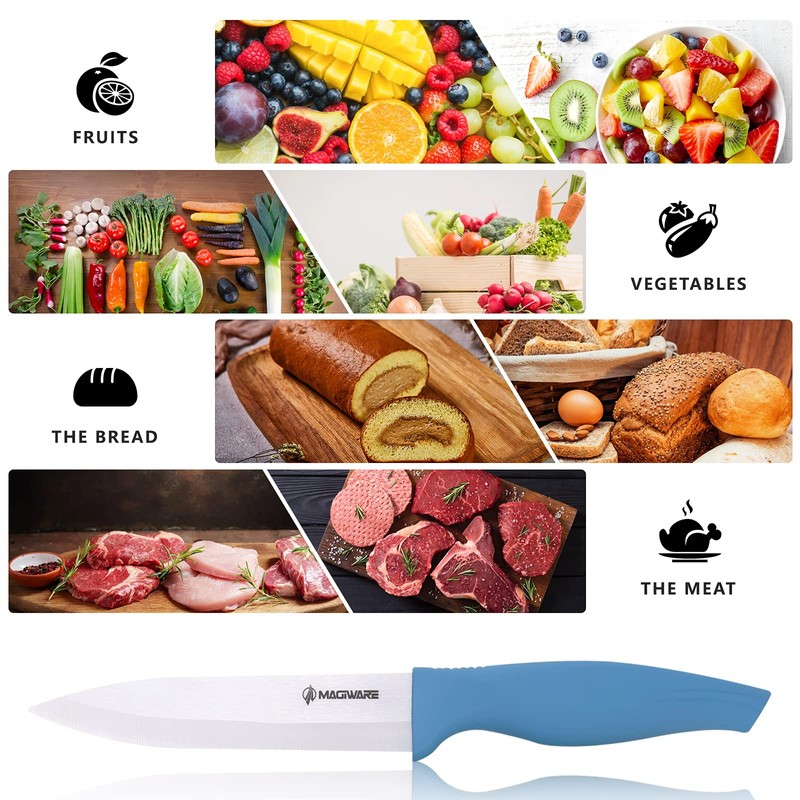 Magiware 6-Piece Ceramic Paring Knife Set with Sheaths - Sharp