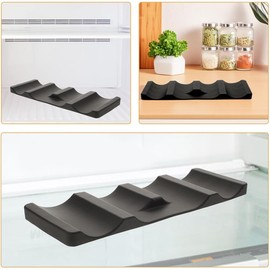 STAHAD Tapete de Silicona para Refrigerador Paquete de 3 Piezas en Hogar o Bar Negro para Organizar Botellas de Vino y Refresco Diseño Ondulado Antideslizante