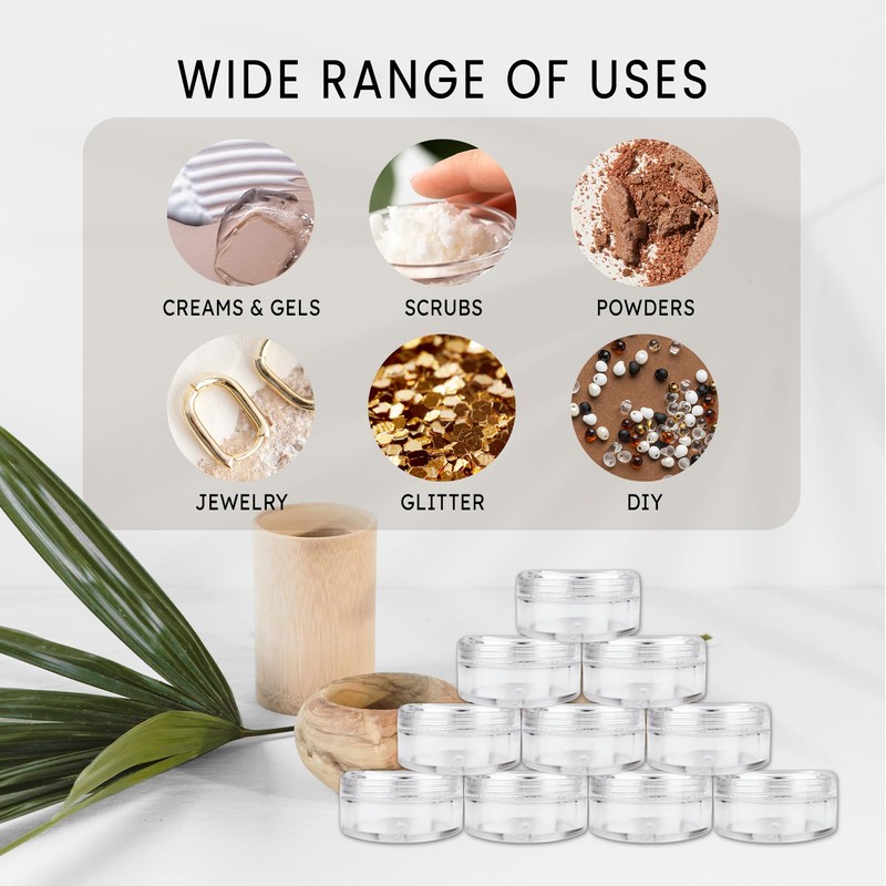 (Quantity: 25 Pieces) Beauticom 5G/5ML Round Clear Jars with Screw